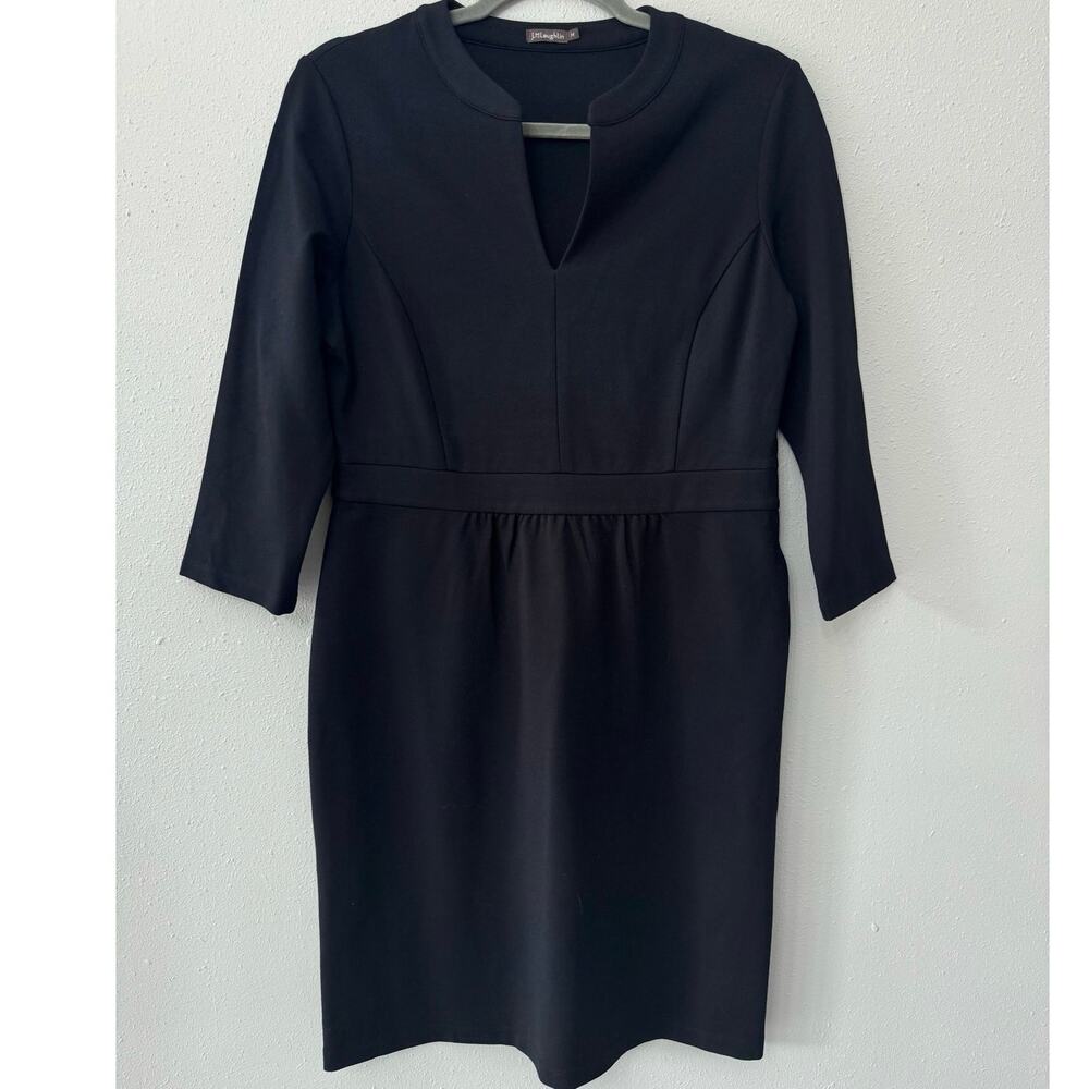 J McLaughlin Sheath Dress Sz M Black Stretch SideZip Classic Business Minimalist